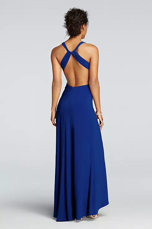 Round Halter Jersey Prom Dress with Cut Out Detail Image 2