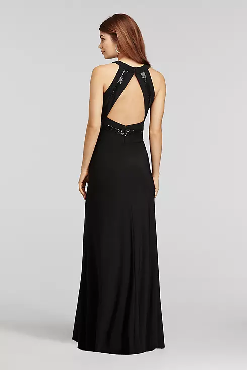Sequin Halter Jersey Dress with and Open Back Image 2
