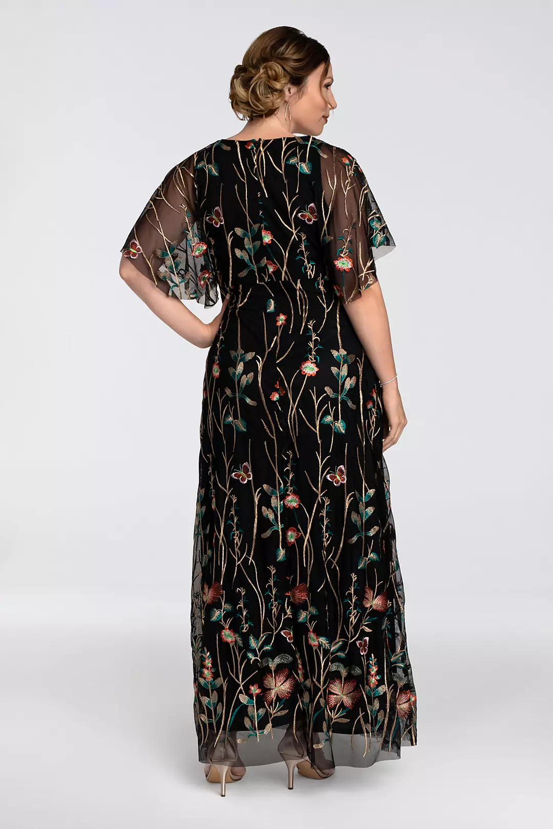 Embroidered Elegance Plus Size Floral Evening Gown