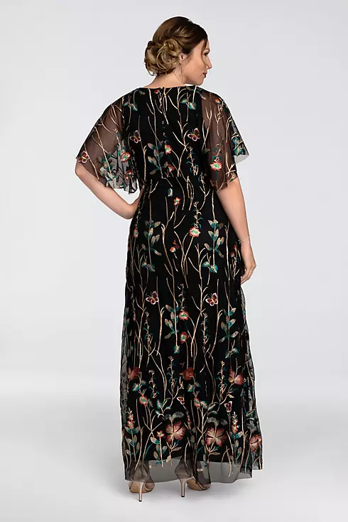Embroidered Elegance Plus Size Floral Evening Gown Image 2