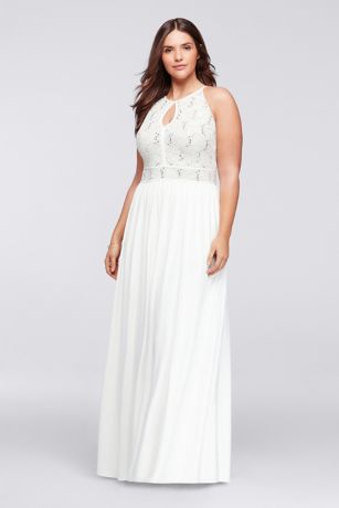 white formal dress for chubby