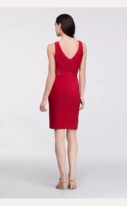 Short Dress with Illusion Neckline and Banding Image 2