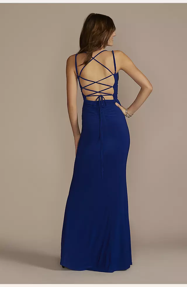 Ruched Panel Plunging Sheath Gown Image 2
