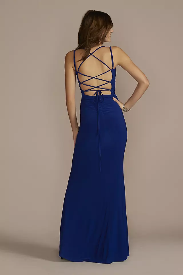 Ruched Panel Plunging Sheath Gown Image 2