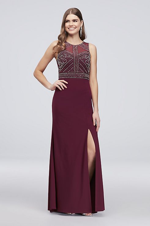 Beaded Jersey Tank Dress with Illusion Back Image 1