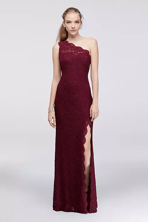 Glitter Lace One-Shoulder Sheath Dress  Image 1
