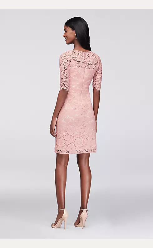 Illusion Lace Sheath Dress with Scalloped Sleeves Image 2