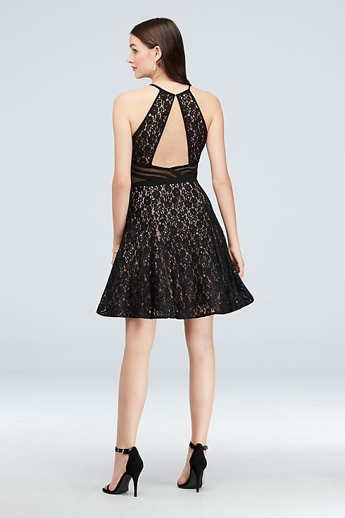 Illusion Fit-and-Flare Dress with Glitter Lace Image 2