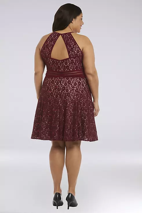 Illusion Flare Plus Size Dress with Glitter Lace Image 2