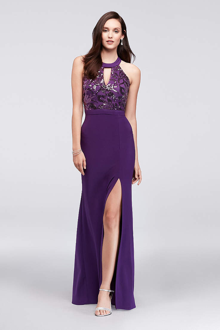 Blue Halter Prom Dress