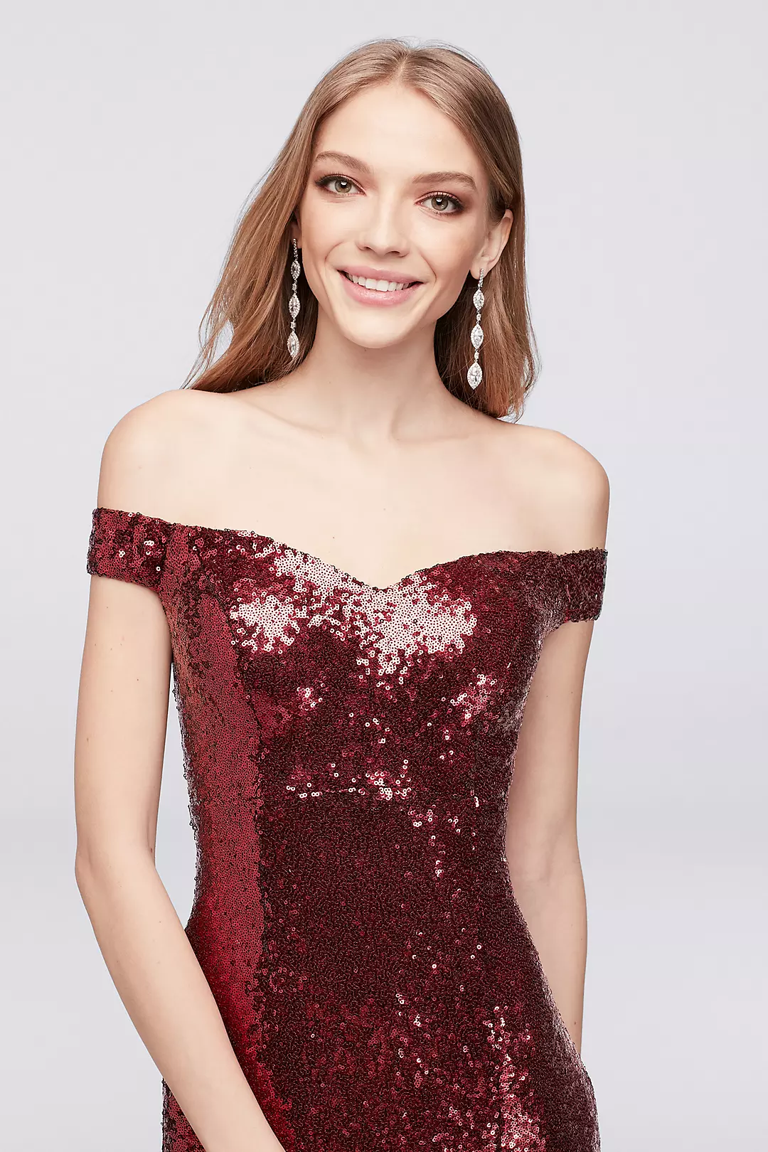 Allover Sequin Off-the-Shoulder Sheath Gown Image 3