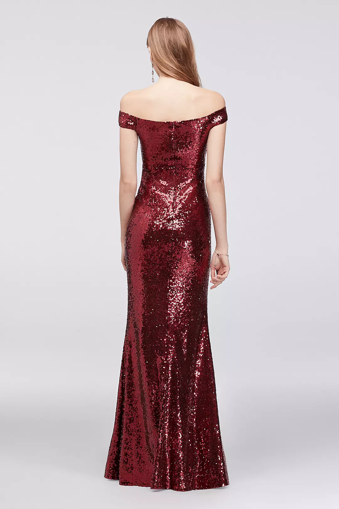 Allover Sequin Off-the-Shoulder Sheath Gown Image 2