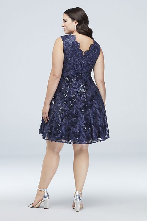 Embroidered Plus Size Dress with Illusion Neckline Image 2