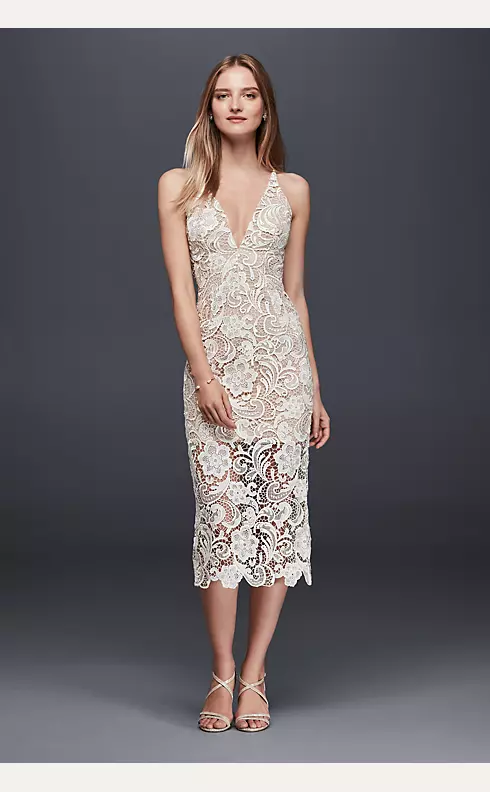 Illusion Lace Mid-Length Sheath Dress Image 1