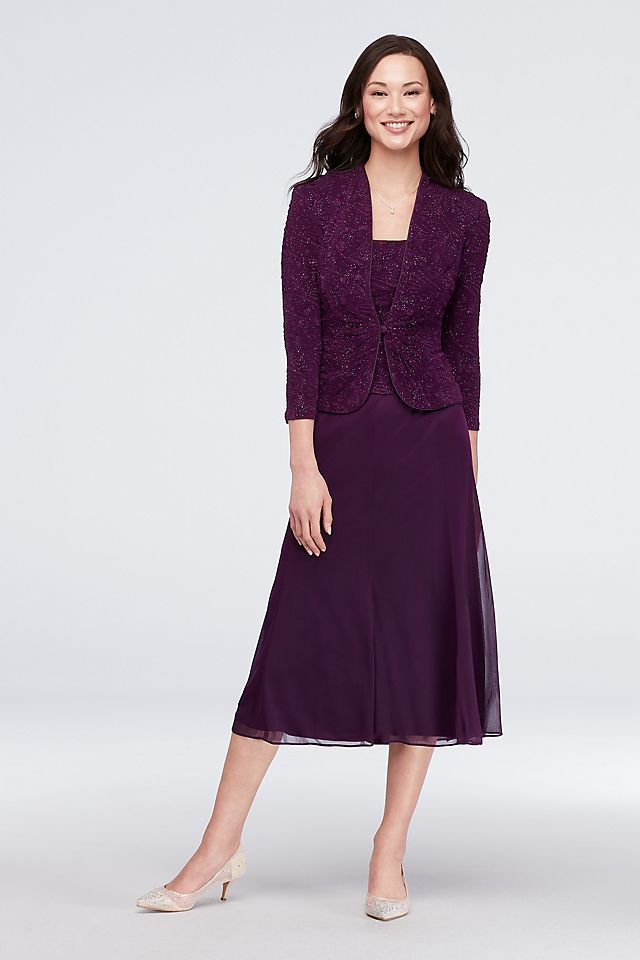 Shimmer Print Jacquard Tea-Length Jacket Dress Image 1