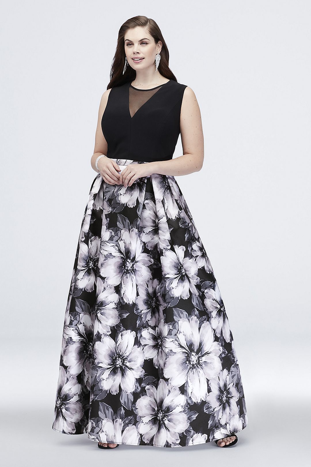 Printed Tank Ball Gown with Illusion Inset Image 4