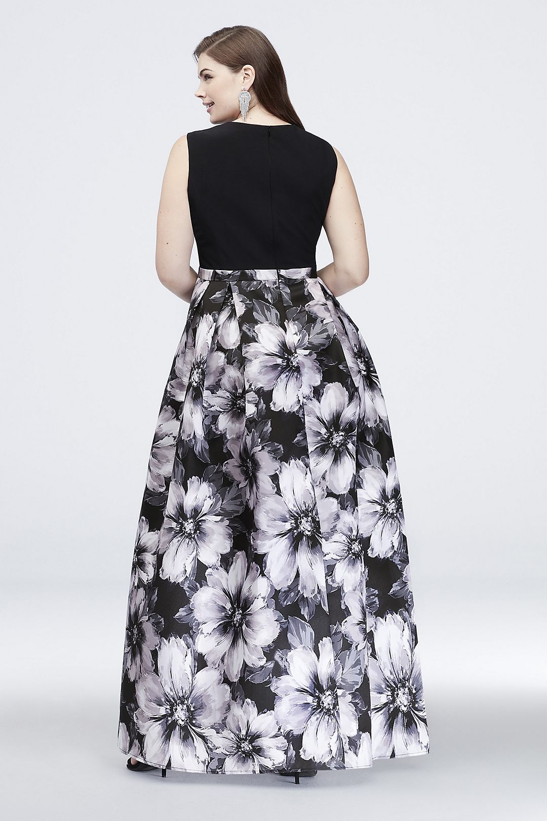 Printed Tank Ball Gown with Illusion Inset Image 4