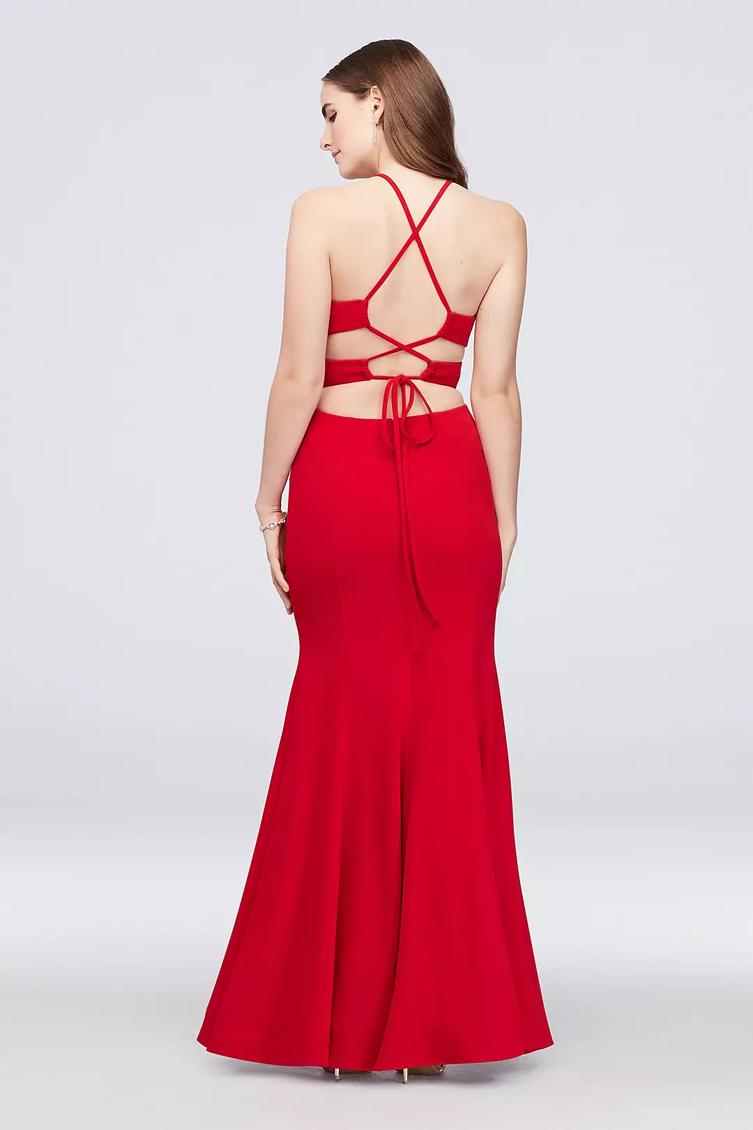 Scuba Crepe Mermaid Dress with Strappy Back Image 2
