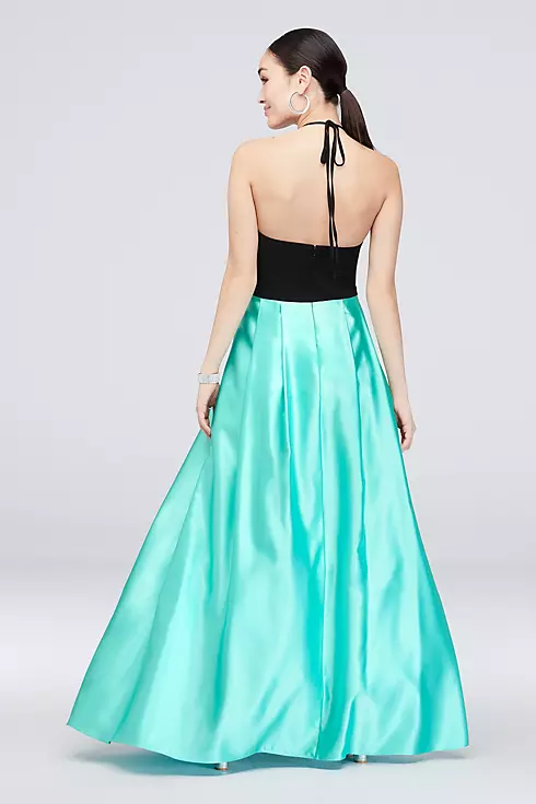 Satin Skirt and Halter Top Ball Gown with Pockets Image 2