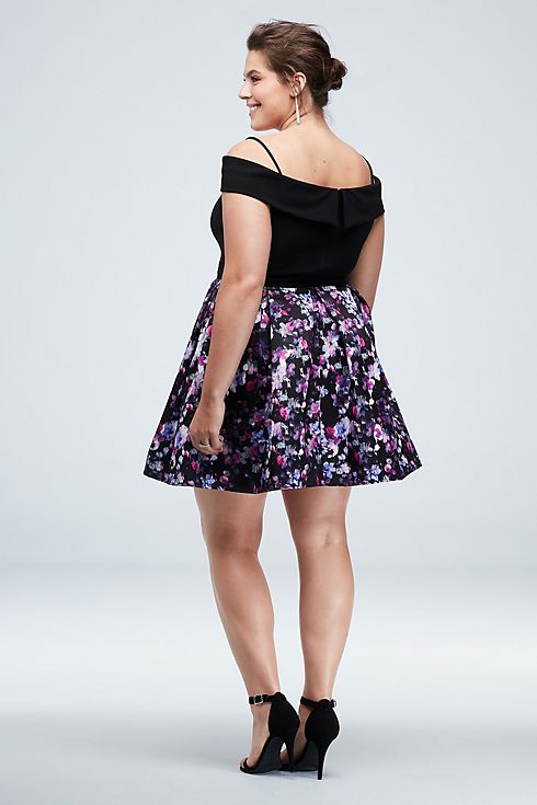 Foldover Off-the-Shoulder Floral Skirt Mini Dress Image 2