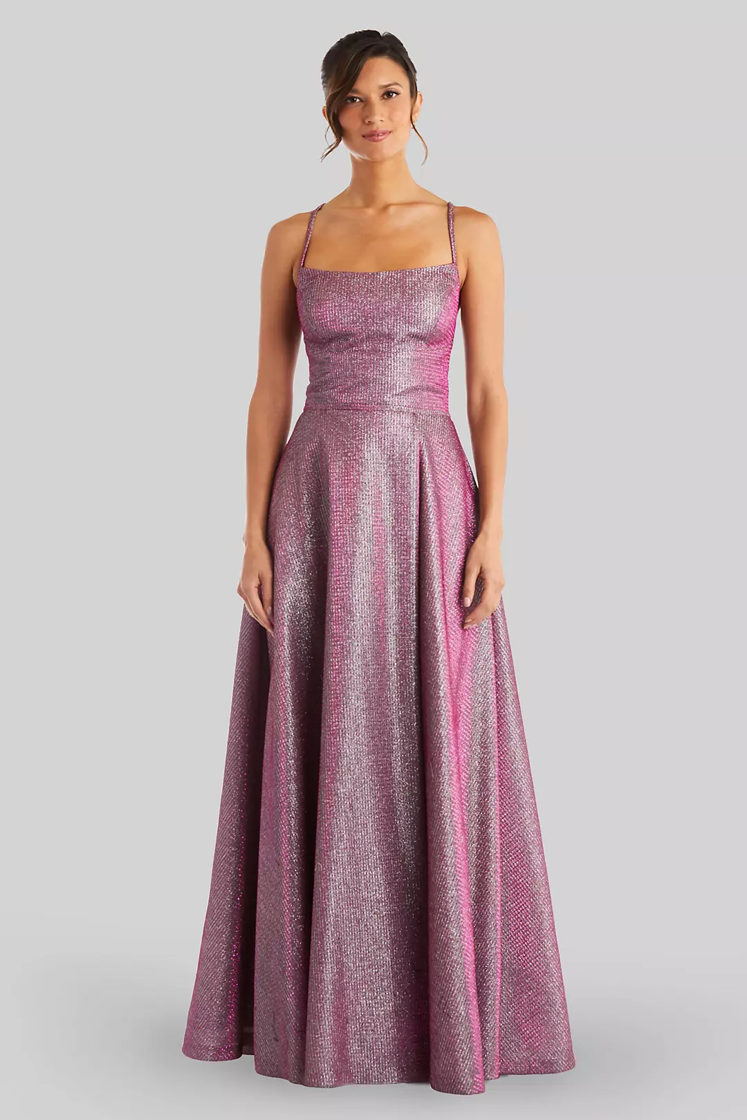 Shimmery Crisscross Ball Gown with Back Cutouts Image