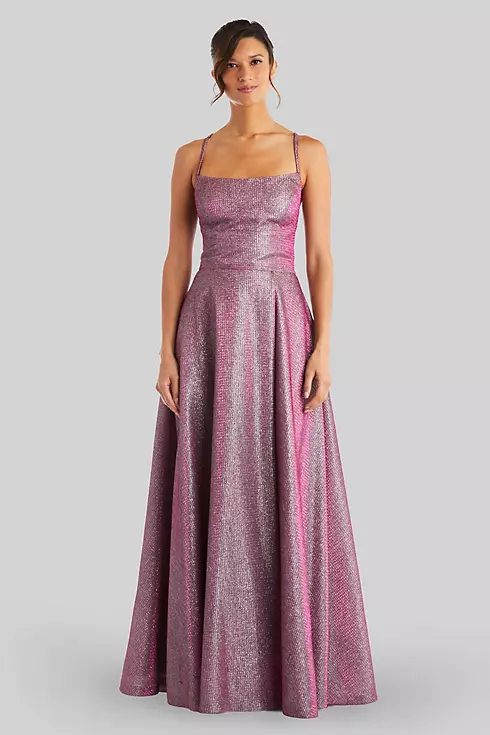 Shimmery Crisscross Ball Gown with Back Cutouts Image 1