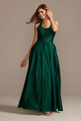 david's bridal green prom dress