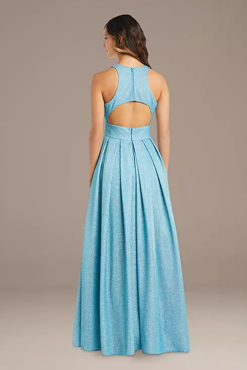 Textured Metallic Racerback A-Line Gown Image 2