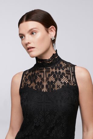 High Neck Illusion Lace Shift Dress | David's Bridal