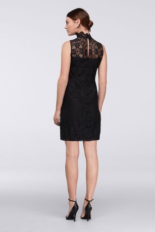 High Neck Illusion Lace Shift Dress | David's Bridal