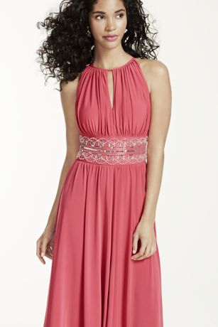 Sleeveless keyhole beaded waist sales jersey dress