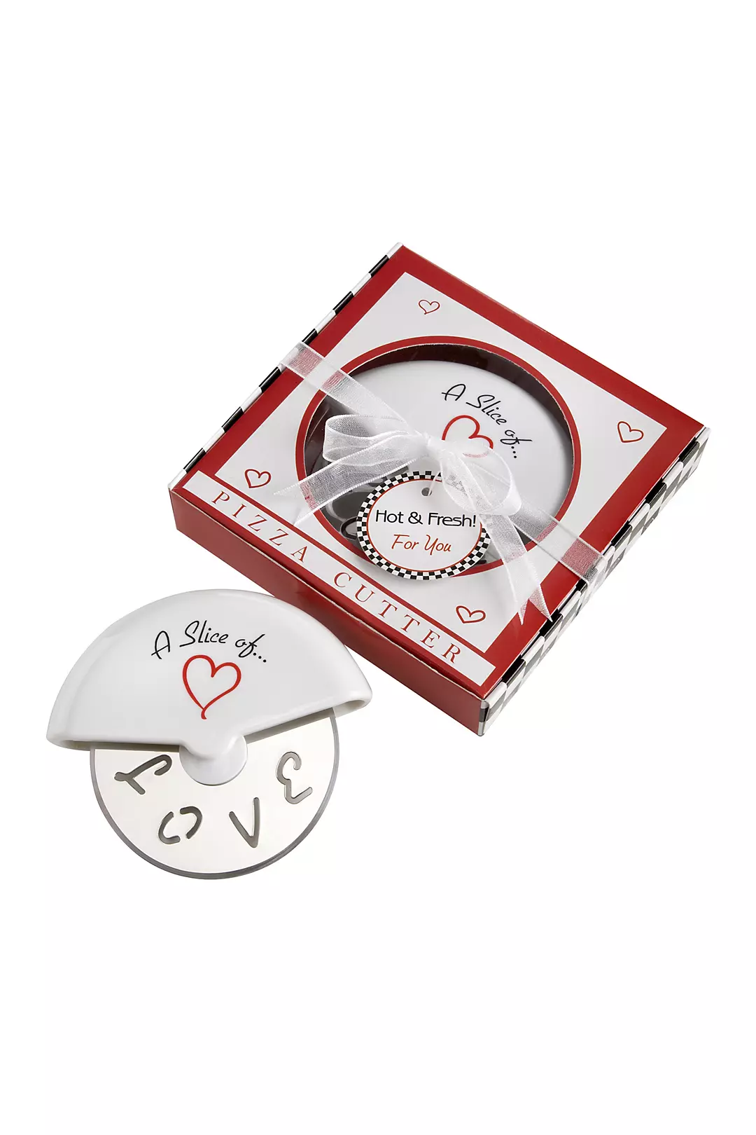 A Slice of Love Stainless Steel Pizza Cutter Favor Image