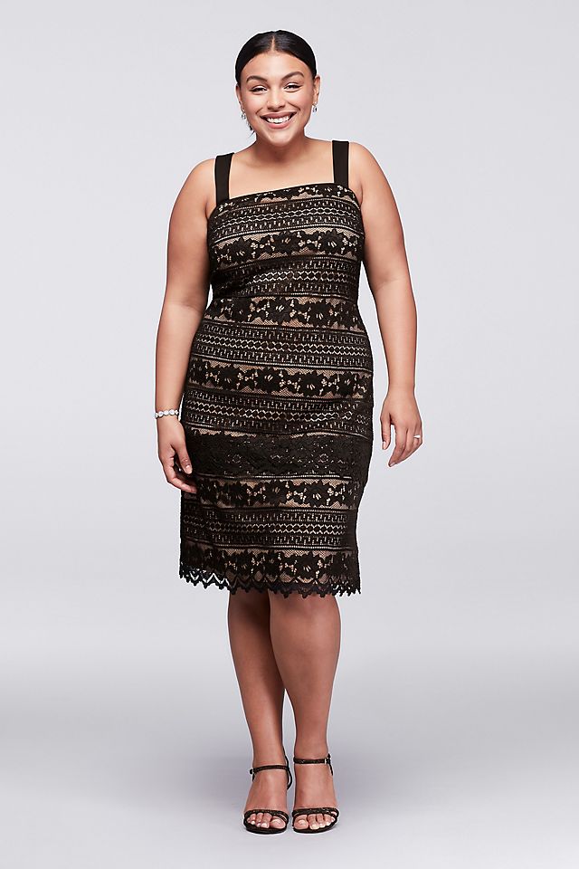 Linear Lace Plus Size Dress with Sheer Jacket Image 6