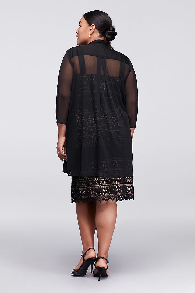 Linear Lace Plus Size Dress with Sheer Jacket Image 6