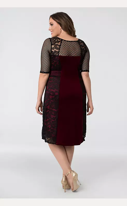 Mixed Lace and Mesh Plus Size Cocktail Dress Image 2