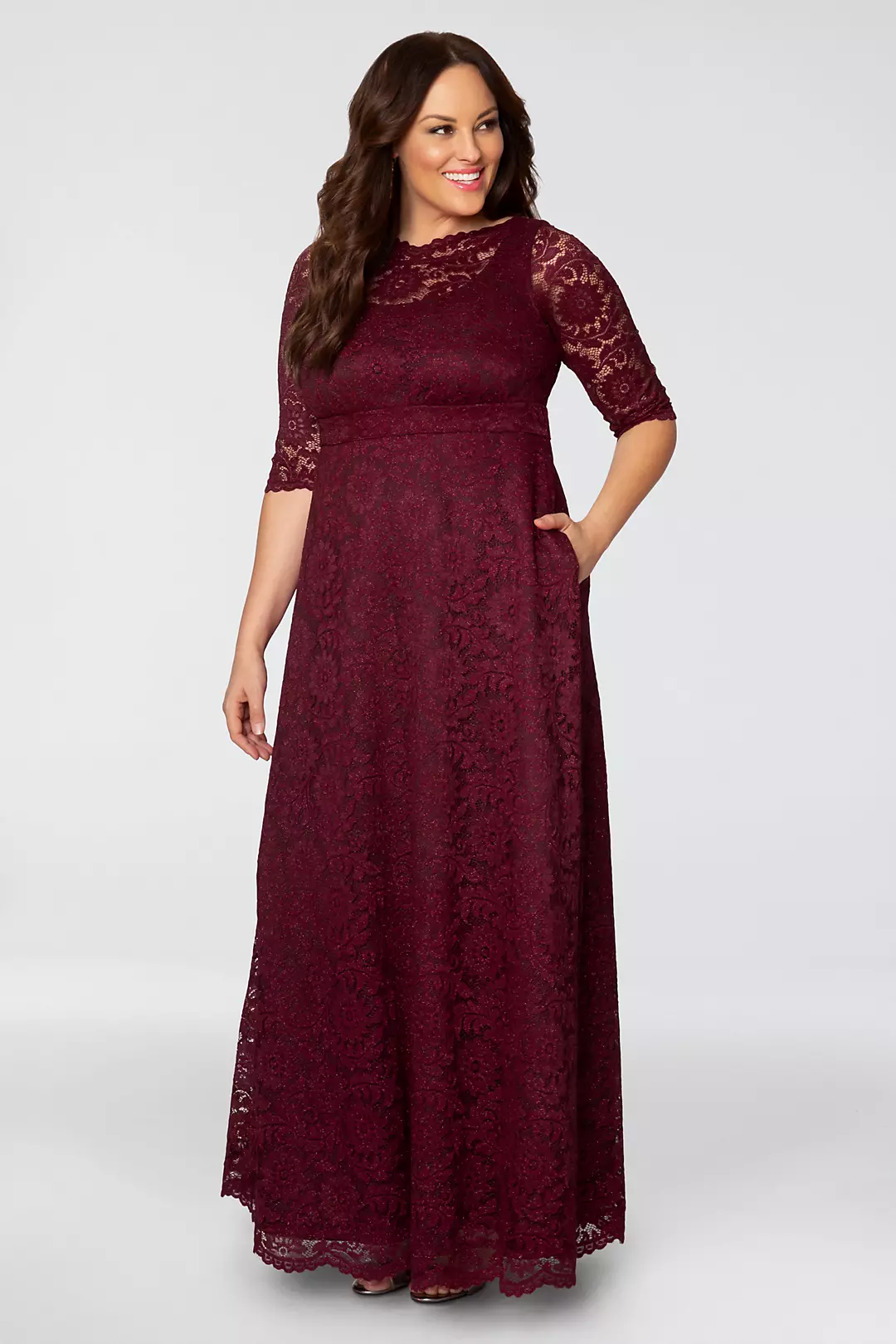 Leona Glitter Lace A-Line Plus Size Gown Image