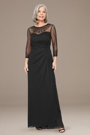david's bridal long illusion mesh