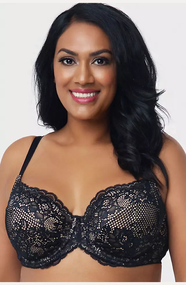 Curvy Couture Womens Plus Size Shimmer Full Coverage Unlined Underwire Bra  Black Hue Shimmer 44G