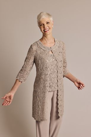 Lace Pantsuit with Jeweled Neckline | David's Bridal