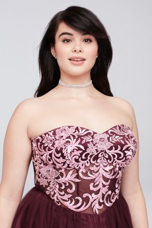 Embroidered Illusion Corset-Bodice Ball Gown | David's Bridal