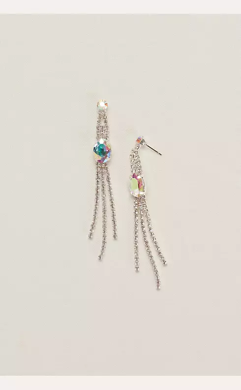 Crystal and AB Stone Fringe Earrings Image 1