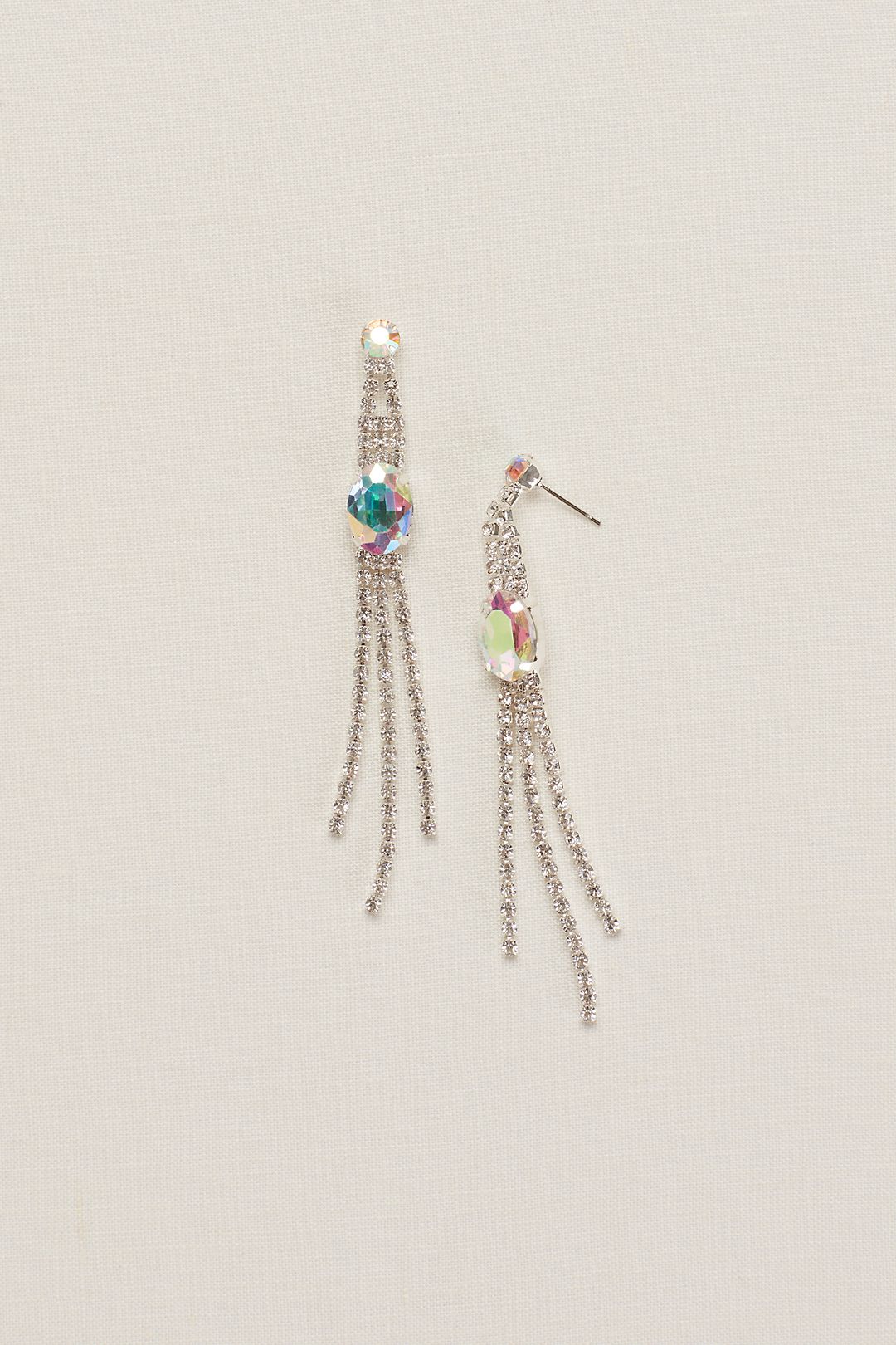 Crystal and AB Stone Fringe Earrings Image 1