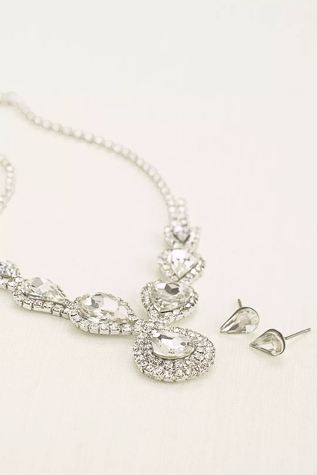 Pear and Pave Rhinestone Necklace and Earring Set Image