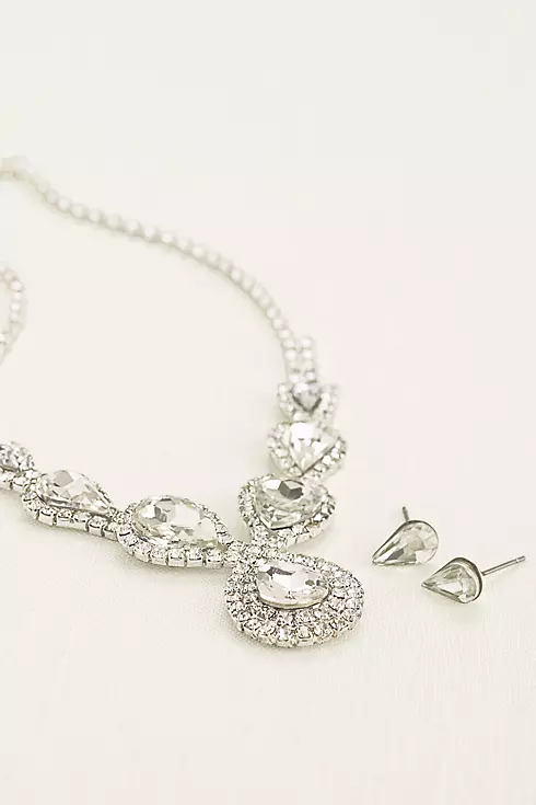 Pear and Pave Rhinestone Necklace and Earring Set Image 1