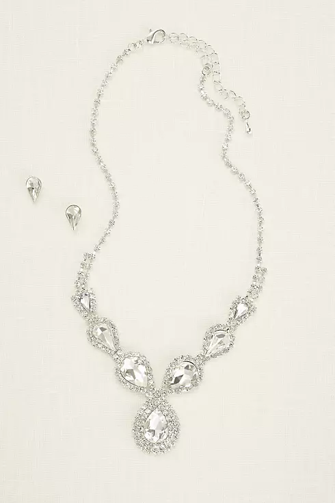 Pear and Pave Rhinestone Necklace and Earring Set Image 2