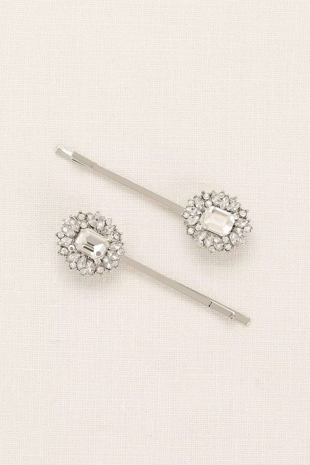 Set of 2 Emerald Cut Pave Hairpins Image 2