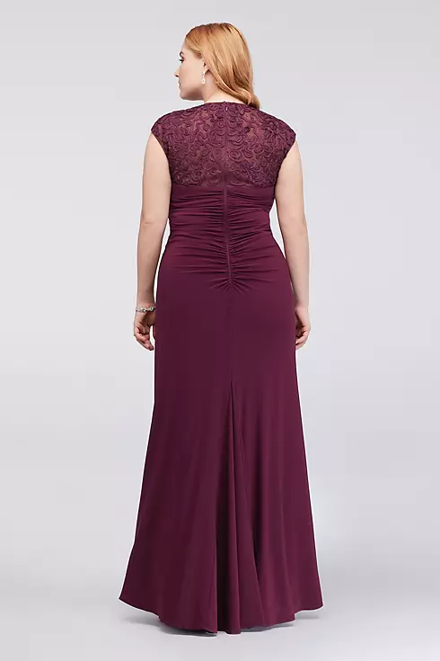 Piped Jersey Sheath Dress with Illusion Back Image 2