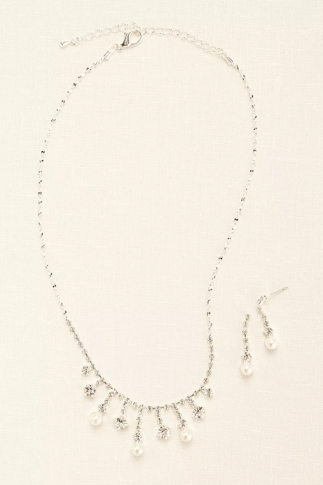 Pearl and Crystal Drop Necklace and Earring Set Image