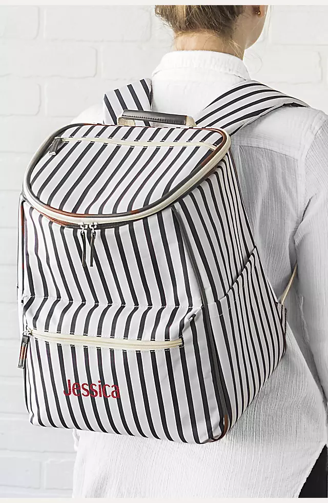 Personalized Striped Backpack Cooler