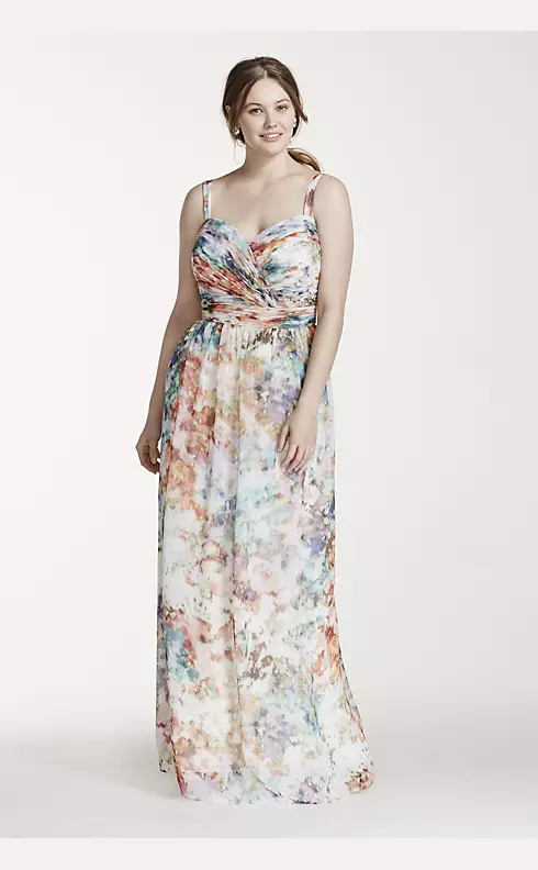 Strapless Printed Chiffon Dress Image 1